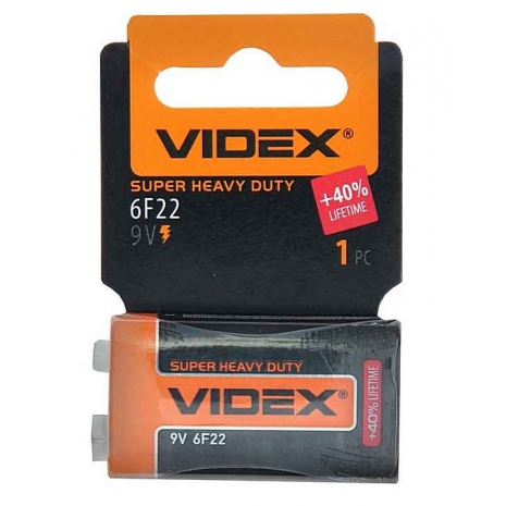 Батарейки Videx 6F22/9V Крона Shrink card0