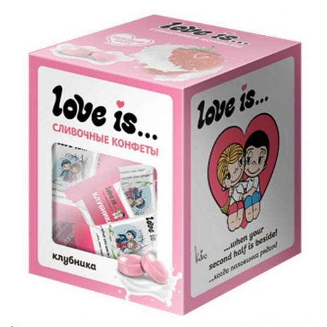 Love is жевательные конфеты сливочные со вкусом клубники 105г 0