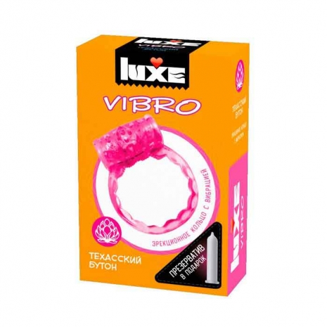 Виброкольцо Luxe Vibro Техасский бутон+презерватив0