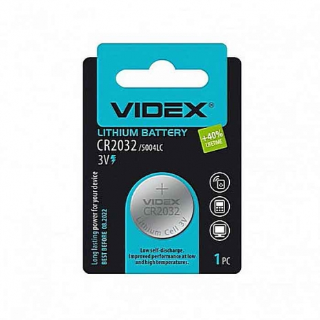 Батарейки Videx CR2032 BL-1 Litihium  1*24*270